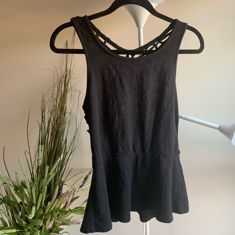 black free people peplum top tank back detail